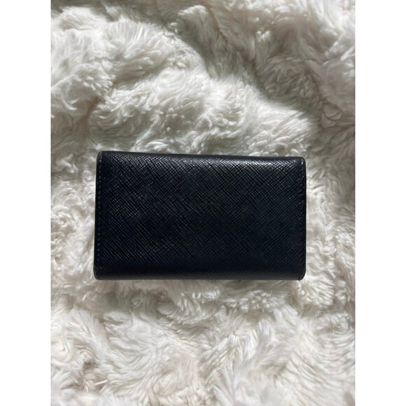 PRADA Leather Logo Wallet Small black Saffiano Compact Key Case Hooks Holder Bow - Picture 2 of 10